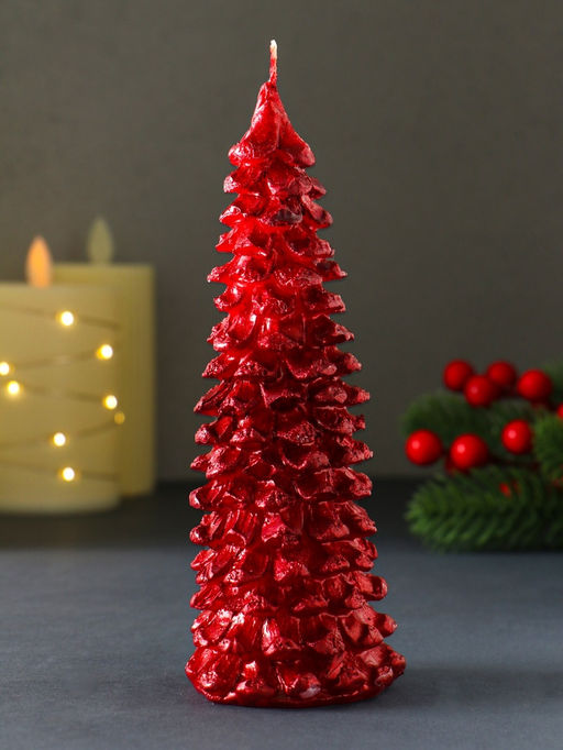 Свеча новогодняя Ель большая, 16060 мм лак, красная - Simaland фото 2