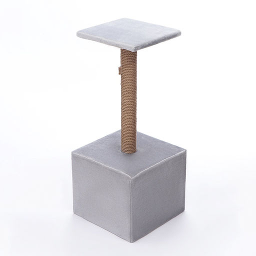 Домик для кошек с когтеточкой «Куб», 35×30×85 см, с площадкой и игрушкой, цвет МИКС