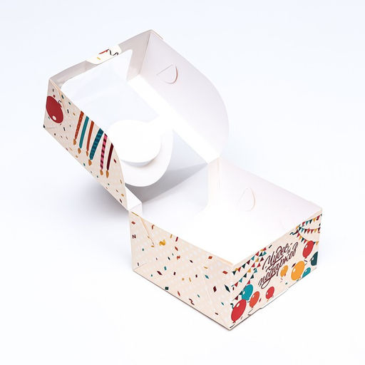 Коробка под бенто-торт с окном С днём рождения, 14 х 14 х 8 см - UPAK LAND фото 4