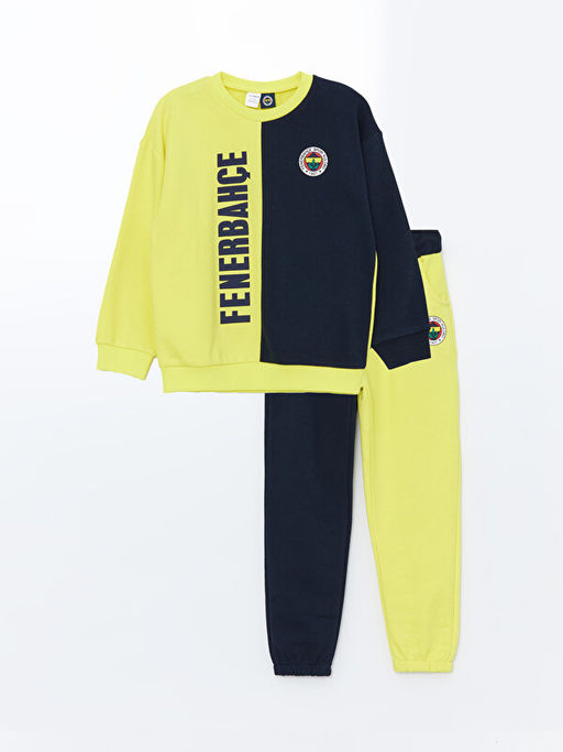 Bisiklet Yaka Fenerbah?e Bask?l? Erkek Bebek Sweatshirt ve E?ofman Alt? Tak?m