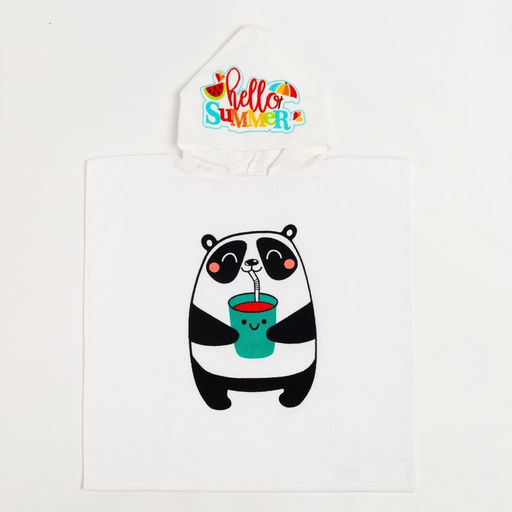 Полотенце - пончо детское махровое «Крошка Я. Панда», 60×120 см, хлопок 100%, белое