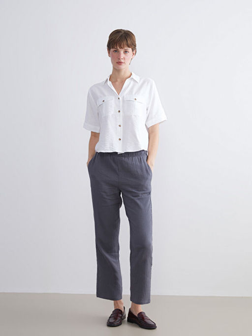 Beli Lastikli Dokulu Kad?n Pantolon