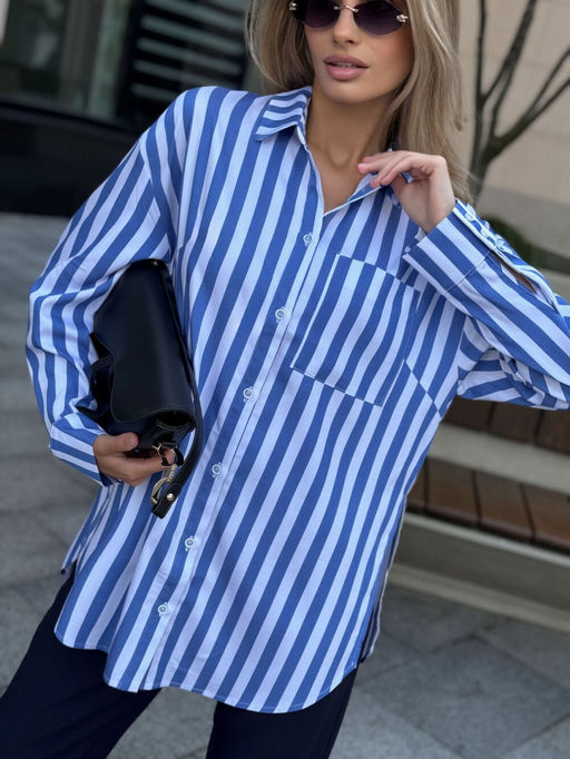 Блуза DilanaVIP 2099/1 голубая полоска - Dilana vip фото 7