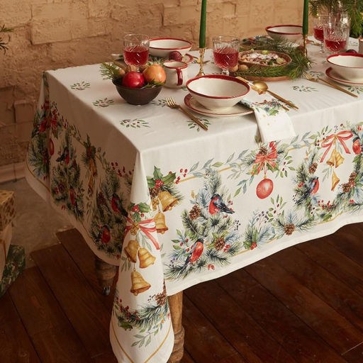 Скатерть новогодняя Этель Christmas bells, 150?1102 см с ГМВО, 100% хлопок, саржа 190 г/м?
