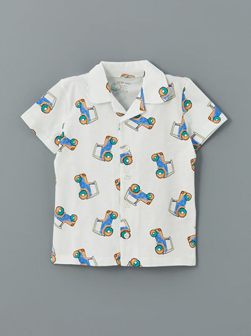 Polo Yaka Bask?l? Erkek Bebek Pijama Tak?m