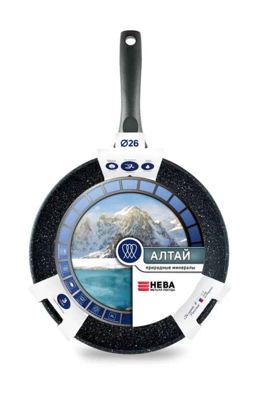 Сковорода Алтай Индукция Природные минералы, несъемная ручка, 26 см - Нева металл посуда фото 8