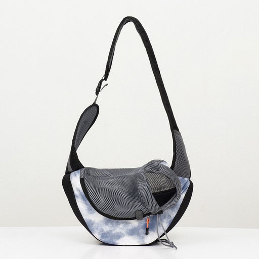 Сумка-переноска Слинг с креплением для ошейника, 45 х 11 х 24 см, бело-серая - Пижон фото 3