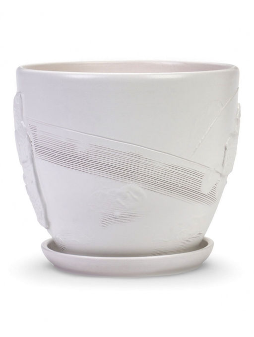 Горшок цветочный с поддоном 5 л, d122/h19,5 см белый керамика, "Голландия" (М)