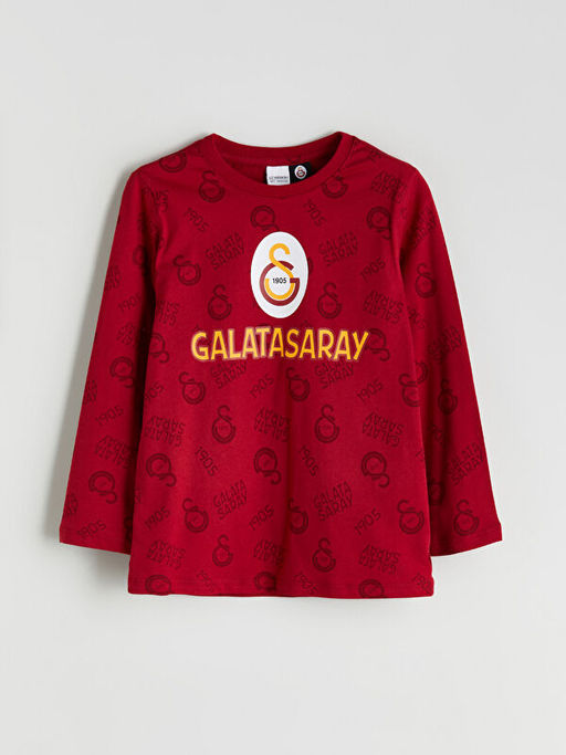 Bisiklet Yaka Galatasaray Bask?l? Erkek ?ocuk Pijama Tak?m?