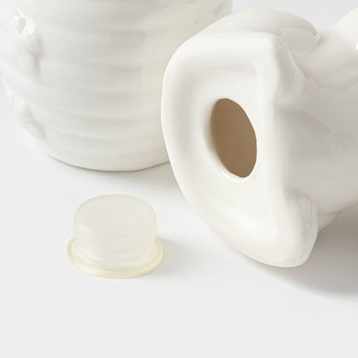 Набор для специй BellaTenero Мишка с ульем, солонка 40 мл, перечница, 40 мл, на бамбуковой подставке, фарфор, белый  фото 4