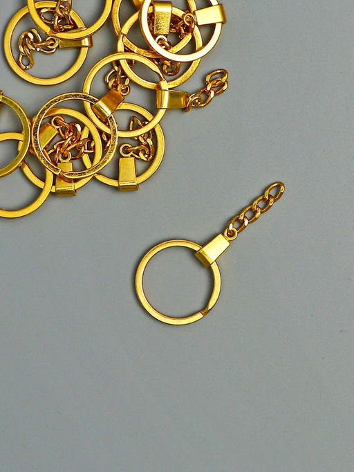 Основа для брелока кольцо металл с плоским креплением золото набор 12 шт 3х6 см