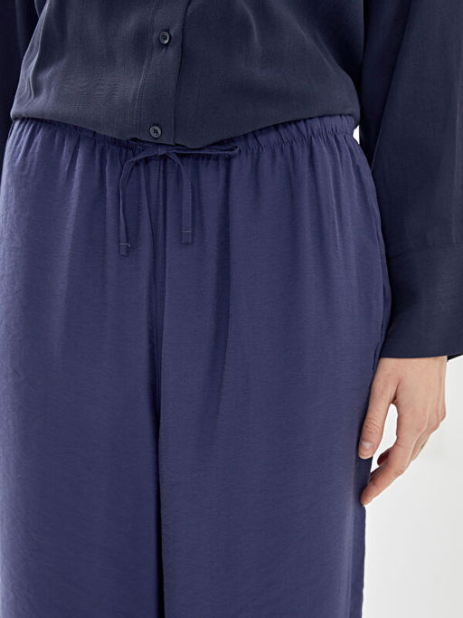 Kad?n Beli Lastikli D?z Pantolon