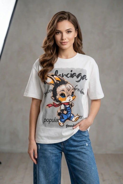 K13600 Футболка OVER SIZE (хлопок) БЕЛЫЙ