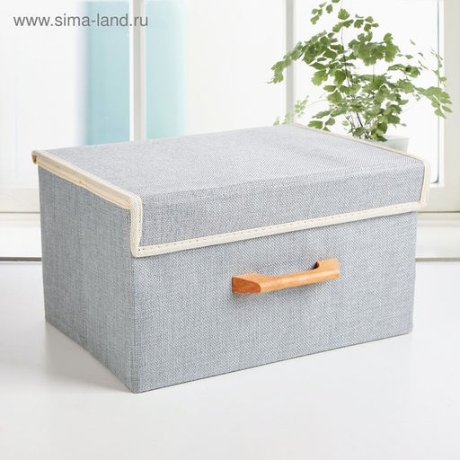 Короб стеллажный для хранения с крышкой LaDо́m «Франческа», 33×24×18 см, серо-голубой