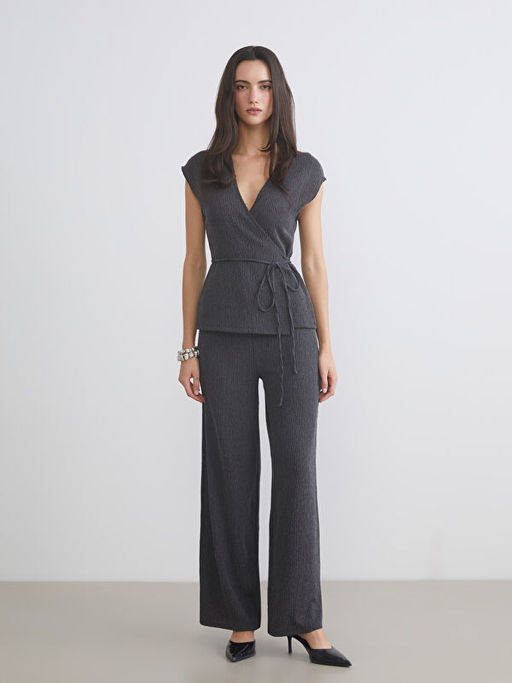 Beli Lastikli Dokulu Geni? Pa?a Kad?n Pantolon