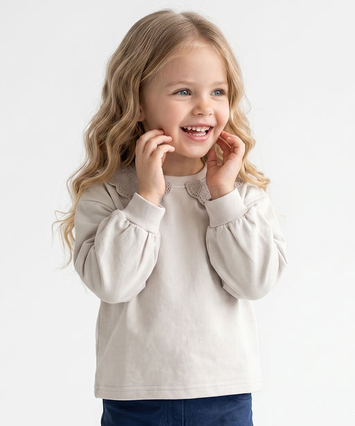 Блузка с воротником 33-87301 бежевый - Mini maxi фото 3