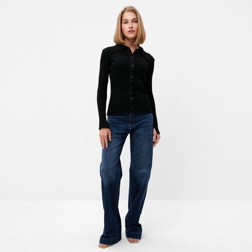 Джемпер женский на пуговицах MINAKU: Knitwear collection, чёрный, размер 46-48