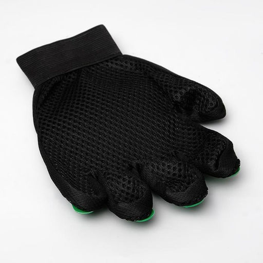 Перчатка - щетка для шерсти на правую руку с удлиненными зубчиками, зелёная - Пижон фото 3