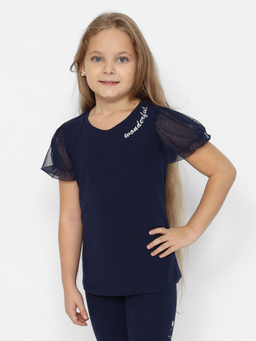 CRB wear/CWJG 63638-41 Футболка для девочки,темно-синий/Ex.Cherubino