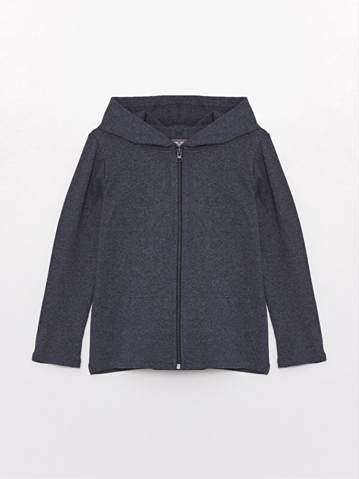 Kap??onlu K?z ?ocuk Fermuarl? Sweatshirt