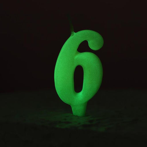 Свеча для торта цифра «Люминесцентная», 5.5 см, цифра 6