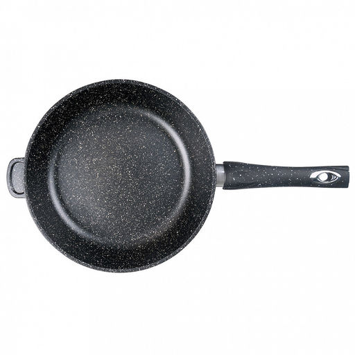 Сковорода с тефлоновым покрытием д30см "Гранит", h7,5см, s0,42см, ручка из термостойкого пластика, стеклянная крышка, подарочная упаковка (Россия)