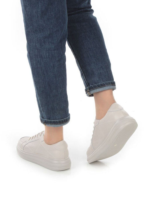 05-PDE32-2 BEIGE Кроссовки женские (натуральная кожа)