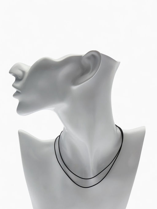 Шнурок нейлон 60 см, чёрный, винтовой замок серебро