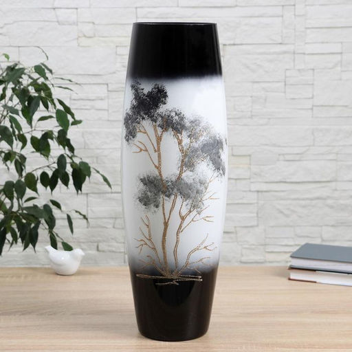Ваза для цветов «Чёрно-белый город», d=13 см, 50×16 см, стекло