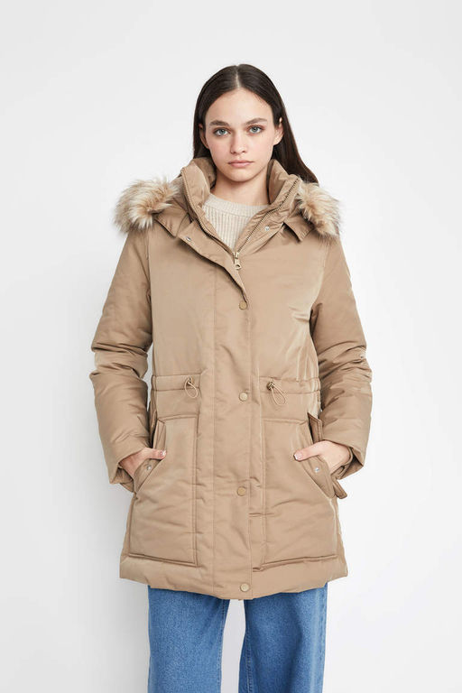 Водонепроницаемая парка из искусственного меха с капюшоном Relax Fit - Defacto фото 4