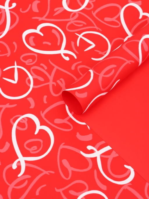 Цена за 20 шт. Пленка для цветов, «Сердца», красная, 57×57 см