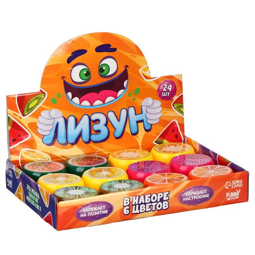 Цена за 24 шт. Лизун - слайм Фрукты, твёрдый, МИКС - Funny toys фото 2