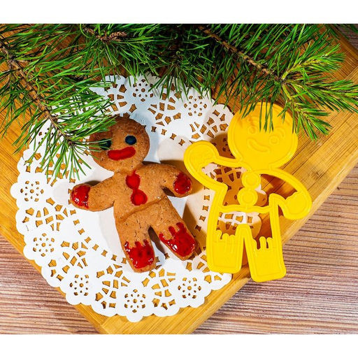 Форма для печенья новогодняя «Пряничный человечек», вырубка, штамп, 11.3×8.5×1.4 см, пластик, жёлтая
