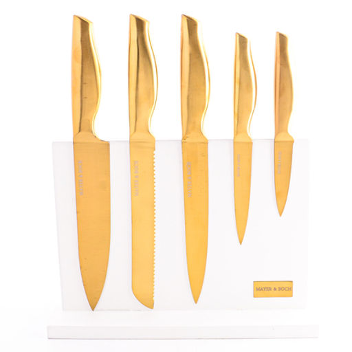 40608 Набор кухонных ножей нерж/ст + подставка дерево 6пр MB (х6) - Mayer&boch фото 2