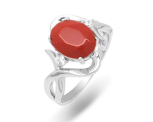 Кольцо из серебра коралл, МЦВ022