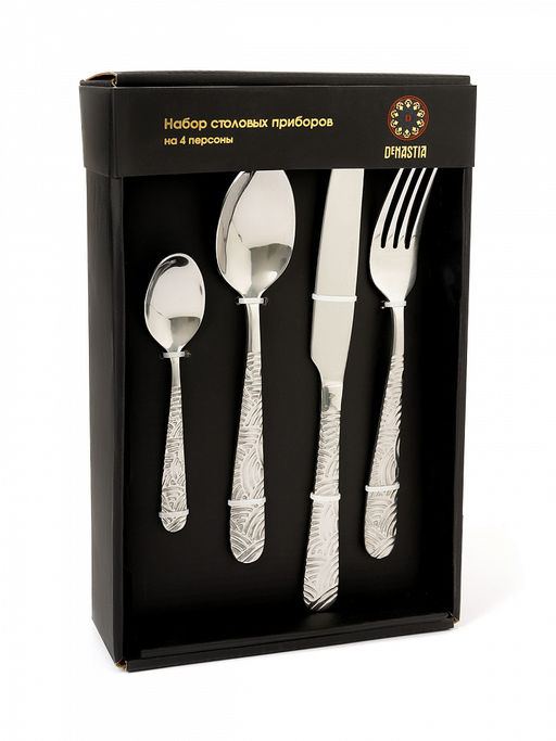 Набор столовых приборов 16 шт. серебро нержавеющая сталь - Lucky фото 2
