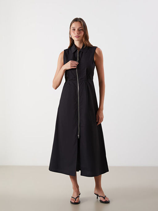 G?mlek Yaka Poplin Elbise