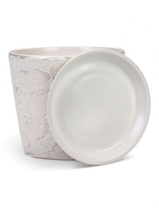 Горшок цветочный с поддоном 4,75 л, d22/h20 см белый керамика, "Венера" (М)