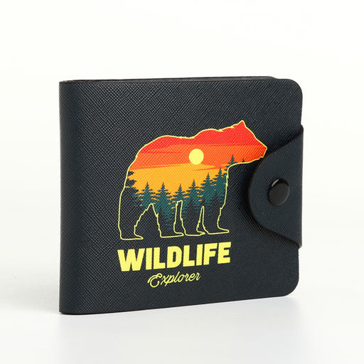 Кошелёк детский Wildlife, маленький, на кнопке, чёрный