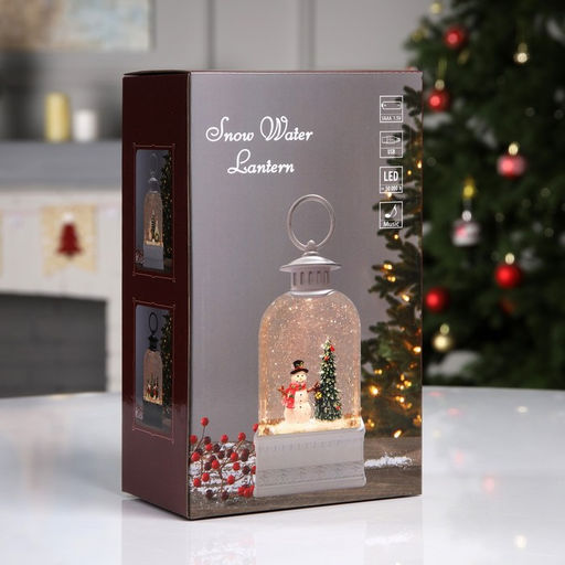 Светодиодная фигура «Фонарь с городом» 10.7×21.5×6.3 см, пластик, от батареек АААх3, USB, свечение тёплое белое