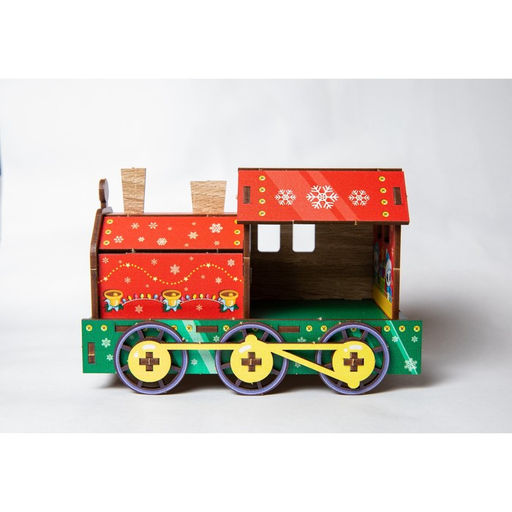 Сборная модель-поезд Новогодний паровоз, (П1050) - Лесная мастерская фото 3