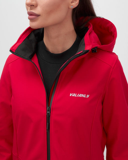 Парка спортивная женская с капюшоном softshell красного цвета 9568Kr - Mtforce фото 4