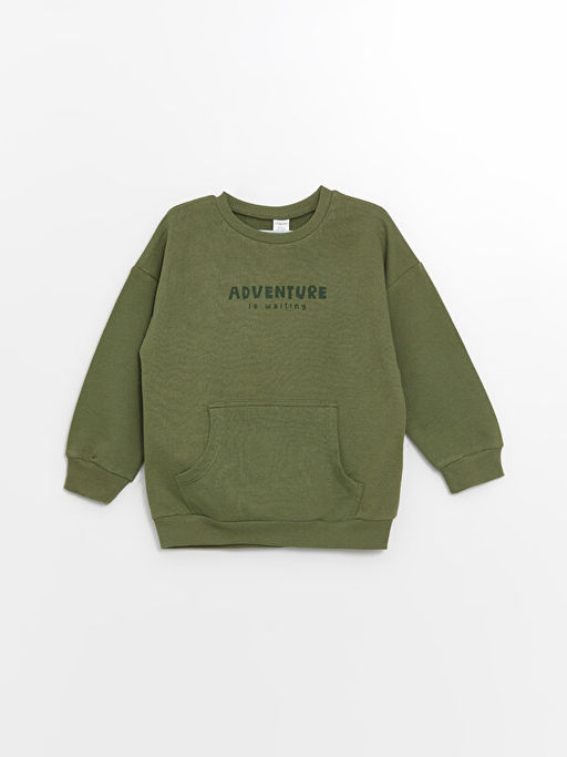 Bisiklet Yaka Uzun Kollu Bask?l? Erkek Bebek Sweatshirt ve E?ofman Alt? 2li Tak?m - Waikiki фото 2