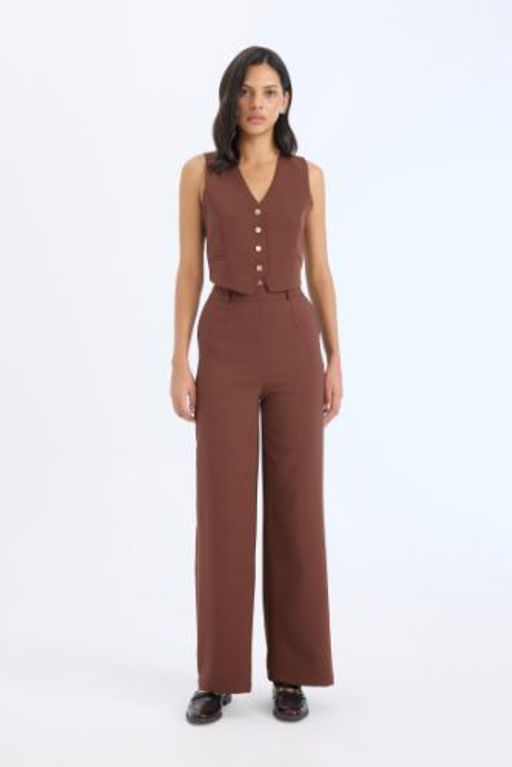 Wide Leg Pantolon Yuksek Bel Duz Paca