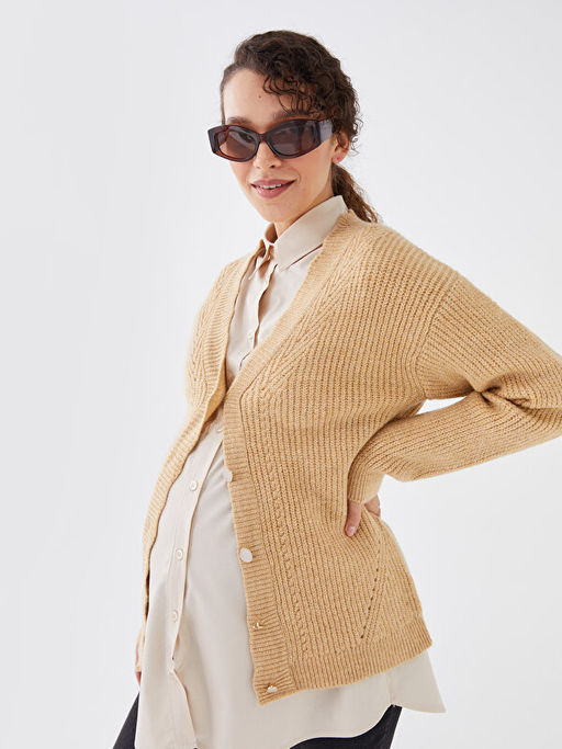 V Yaka D?z Uzun Kollu Hamile Triko H?rka