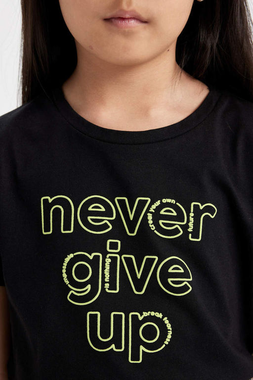 Футболка с коротким рукавом с принтом для девочек - Defacto фото 5