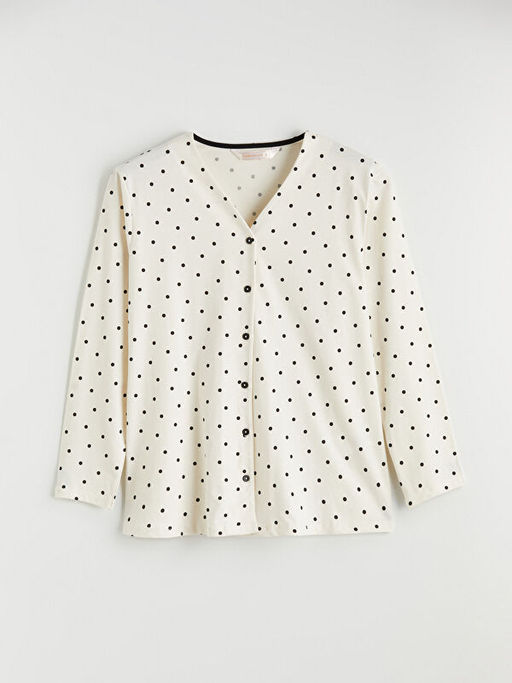 V Yaka Puantiyeli Kad?n Pijama Tak?m