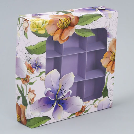 Цена за 5 шт. Коробка для конфет, кондитерская упаковка, 9 ячеек, «Для тебя», 14.7×14.7×3.5 см