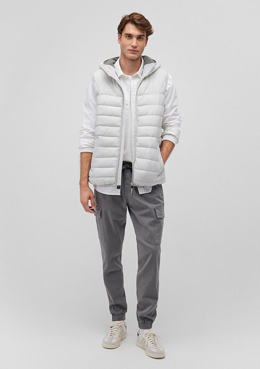 Kapusonlu Gri Sisme Yelek - Mavi фото 2