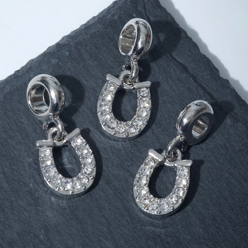 Цена за 5 шт. Подвеска «Подкова», цвет белый в серебре